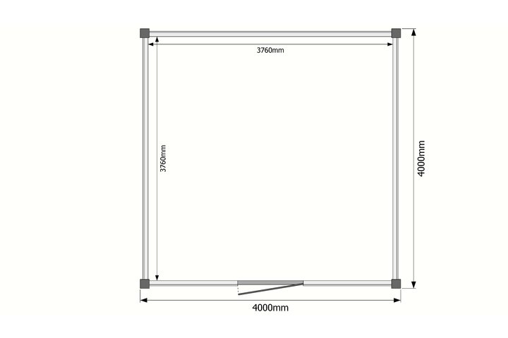 Tuinhuis plat dak 400 x 400cm