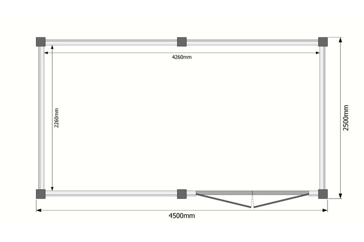 Tuinhuis plat dak 450 x 250cm