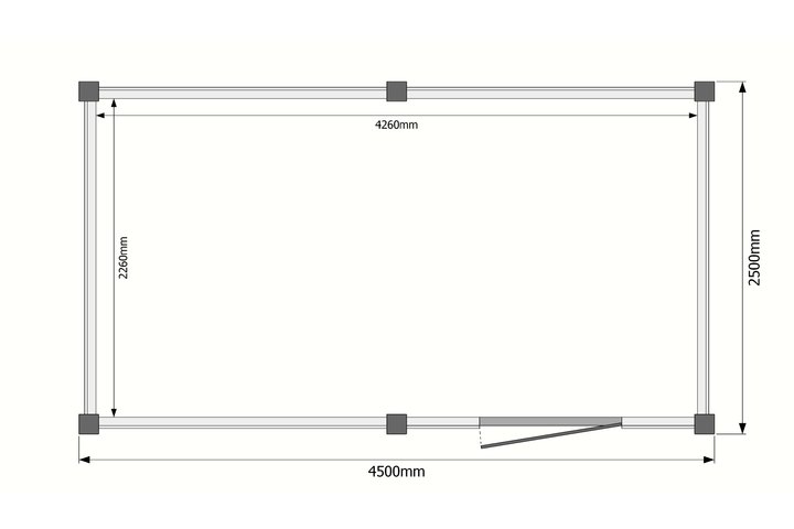 Tuinhuis plat dak 450 x 250cm Tuinhuis plat dak 450 x 250cm
