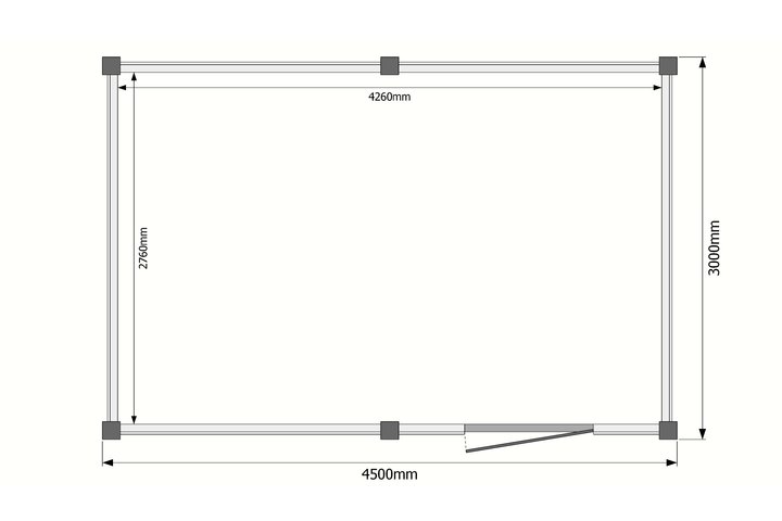 Tuinhuis plat dak 450 x 300cm