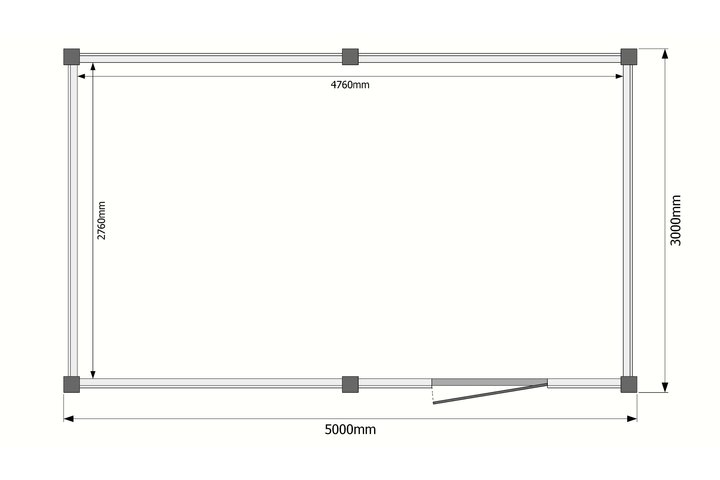 Tuinhuis plat dak 500 x 300cm