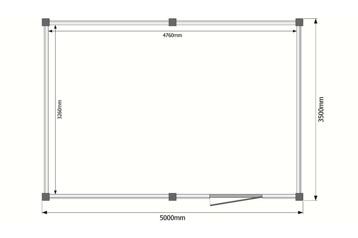 Tuinhuis plat dak 500 x 350cm