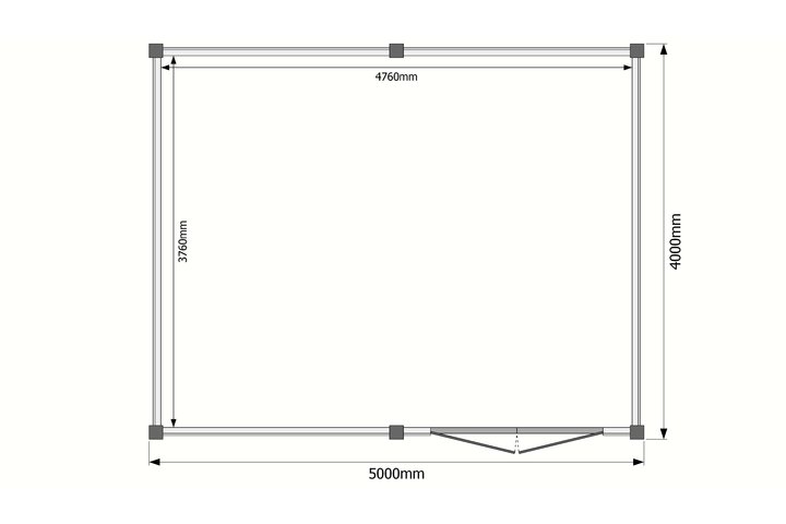 Tuinhuis plat dak 500 x 400cm