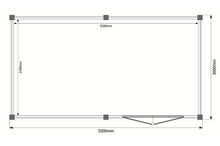 Tuinhuis plat dak 550 x 300cm Tuinhuis plat dak 550 x 300cm