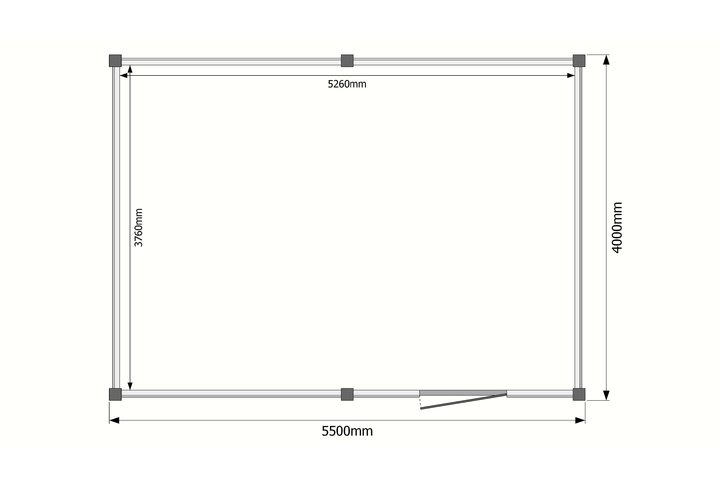 Tuinhuis plat dak 550 x 400cm