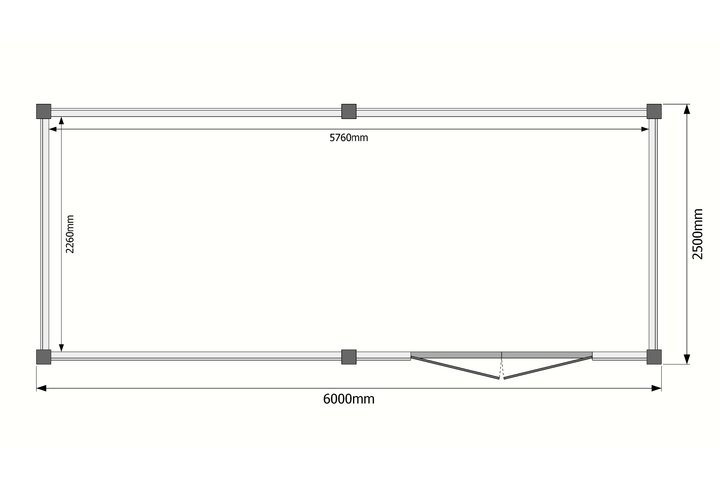 Tuinhuis plat dak 600 x 250cm Tuinhuis plat dak 600 x 250cm