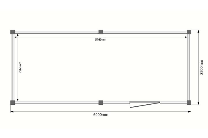 Tuinhuis plat dak 600 x 250cm Tuinhuis plat dak 600 x 250cm