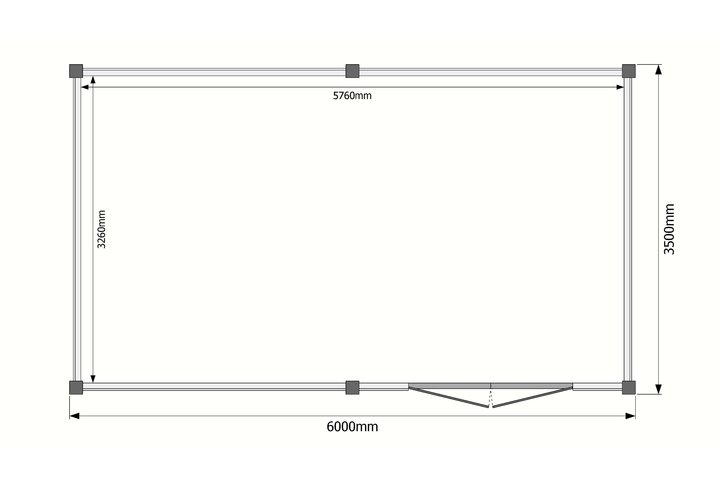 Tuinhuis plat dak 600 x 350cm
