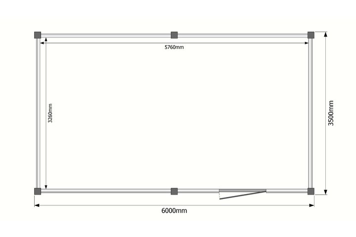 Tuinhuis plat dak 600 x 350cm