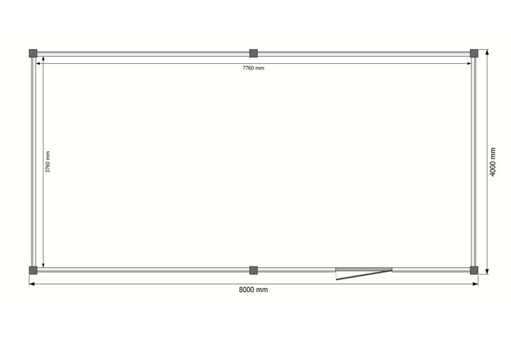 Tuinhuis plat dak 650 x 250cm