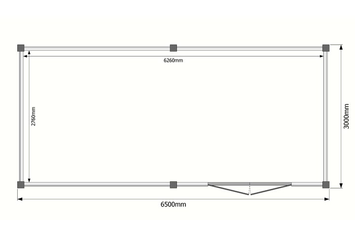 Tuinhuis plat dak 650 x 300cm