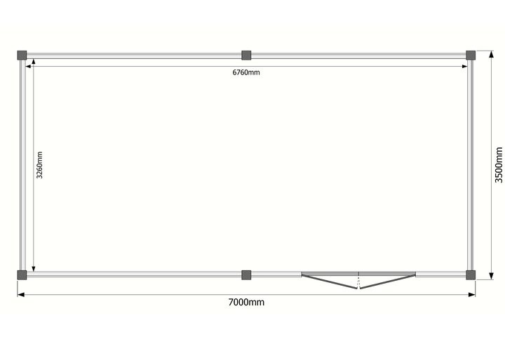 Tuinhuis plat dak 700 x 350cm Tuinhuis plat dak 700 x 350cm