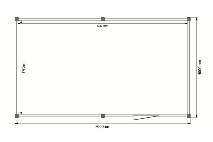 Tuinhuis plat dak 700 x 400cm