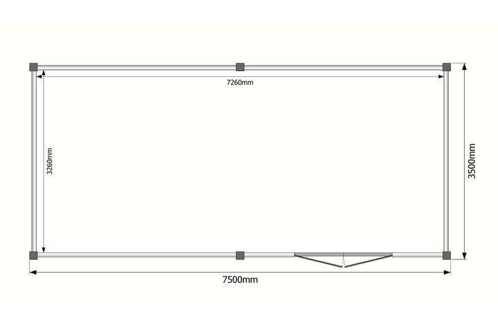 Tuinhuis plat dak 750 x 350cm