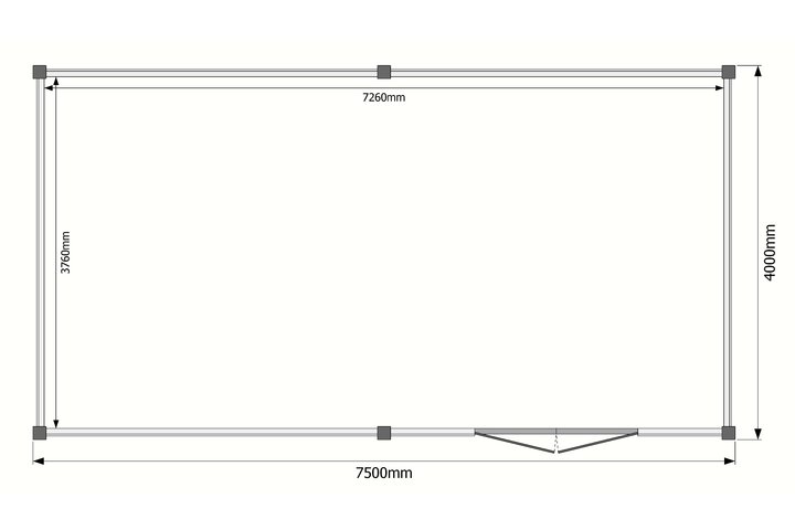 Tuinhuis plat dak 750 x 400cm Tuinhuis plat dak 750 x 400cm