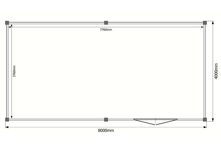 Tuinhuis plat dak 800 x 400cm