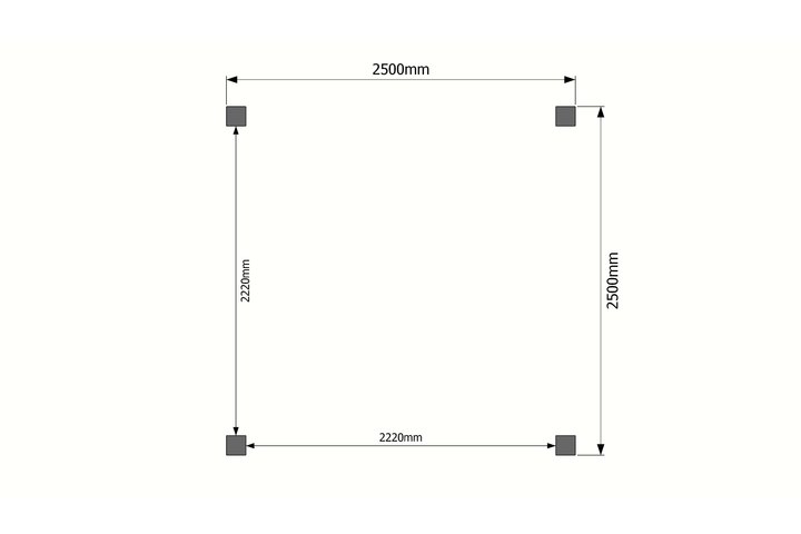 Houten carport plat dak  250 x 250cm