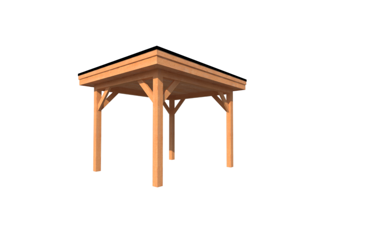 Houten carport plat dak 300 x 300cm