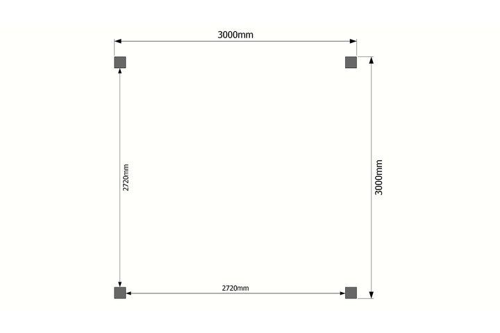 Houten carport plat dak 300 x 300cm