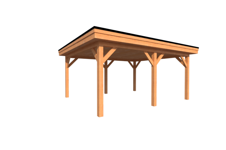Houten carport plat dak 500 x 400cm Houten carport plat dak 500 x 400cm