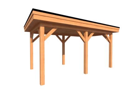 Houten carport plat dak 450 x 250cm Houten carport plat dak 450 x 250cm
