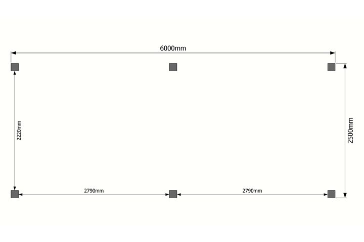 Houten carport plat dak 600 x 250cm