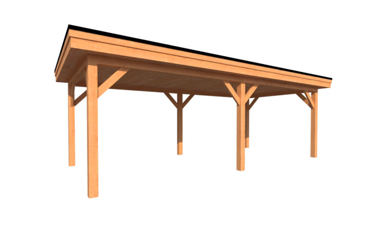 Houten carport plat dak 700 x 300cm