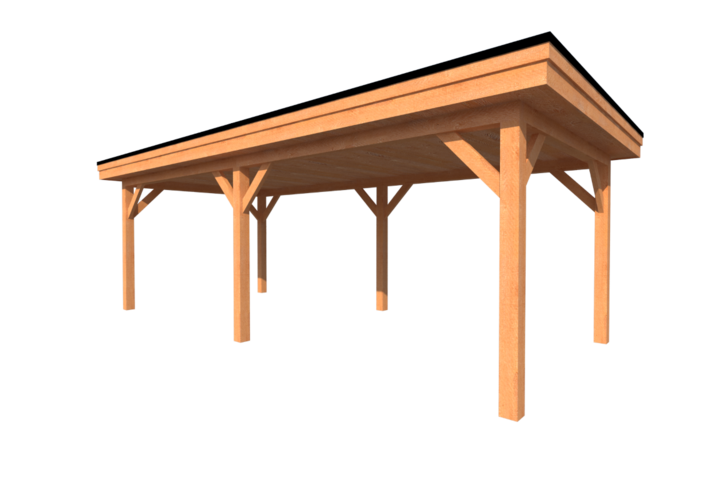 Houten carport plat dak 700 x 300cm