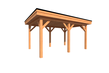 Houten carport plat dak 450 x 300cm Houten carport plat dak 450 x 300cm