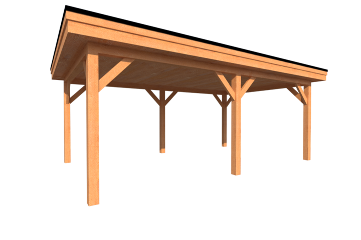Houten carport plat dak 600 x 350cm