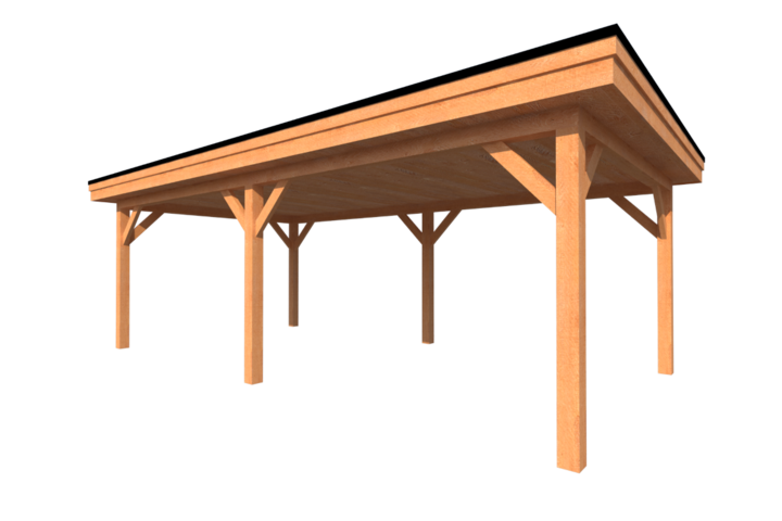 Houten carport plat dak 700 x 350cm