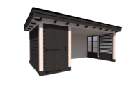 Tuinhuis met veranda plat dak 150 x 300 + 400cm Tuinhuis met veranda plat dak 150 x 300 + 400cm