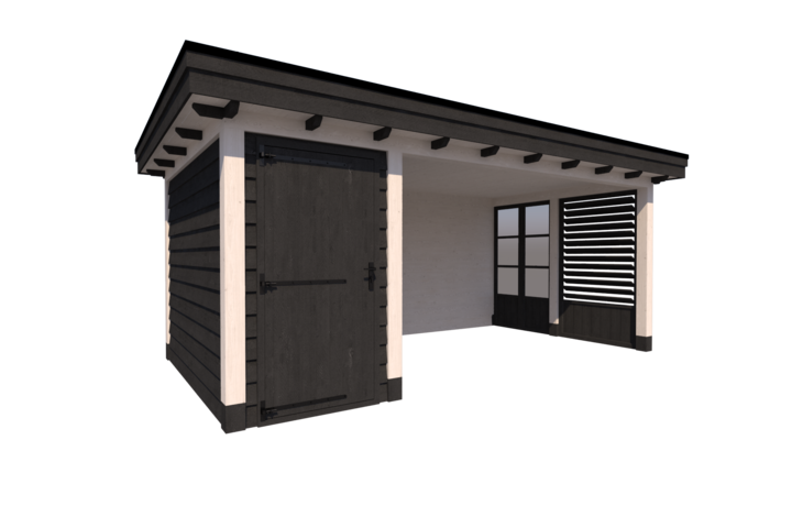Tuinhuis met veranda plat dak 150 x 300 + 400cm Tuinhuis met veranda plat dak 150 x 300 + 400cm
