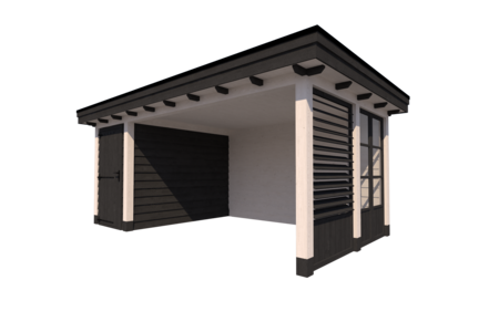 Tuinhuis met veranda plat dak 150 x 300 + 400cm Tuinhuis met veranda plat dak 150 x 300 + 400cm