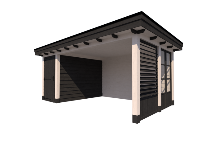 Tuinhuis met veranda plat dak 150 x 300 + 400cm Tuinhuis met veranda plat dak 150 x 300 + 400cm