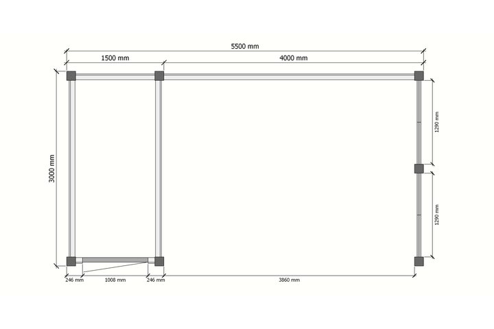 Tuinhuis met veranda plat dak 150 x 300 + 400cm Tuinhuis met veranda plat dak 150 x 300 + 400cm