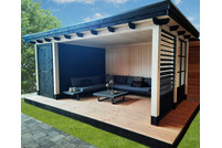 Tuinhuis met veranda plat dak 150 x 300 + 400cm Tuinhuis met veranda plat dak 150 x 300 + 400cm