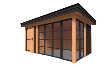 Tuinhuis met veranda plat dak 200 x 300 + 300cm Tuinhuis met veranda plat dak 200 x 300 + 300cm