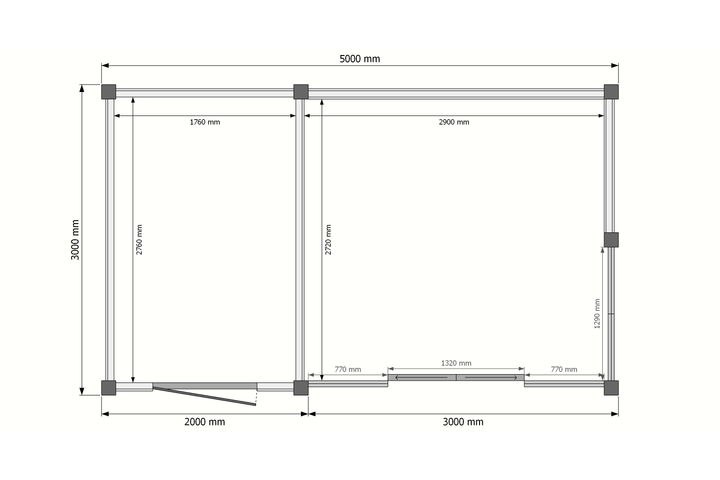 Tuinhuis met veranda plat dak 200 x 300 + 300cm Tuinhuis met veranda plat dak 200 x 300 + 300cm