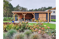 Tuinhuis met veranda plat dak 200 x 300 + 300cm Tuinhuis met veranda plat dak 200 x 300 + 300cm
