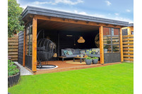 Tuinhuis met veranda plat dak 200 x 300 + 300cm Tuinhuis met veranda plat dak 200 x 300 + 300cm