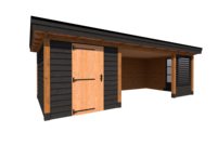 Tuinhuis met veranda plat dak 250 x 350 + 500cm Tuinhuis met veranda plat dak 250 x 350 + 500cm