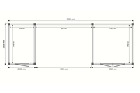 Tuinhuis duo met veranda plat dak 300 x 300 + 400 + 200 x 300cm Tuinhuis duo met veranda plat dak 300 x 300 + 400 + 200 x 300cm