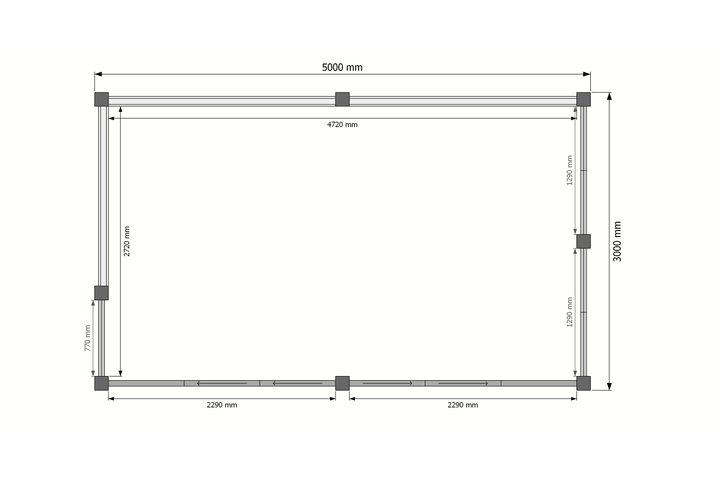Buitenkamer veranda plat dak 500 x 300cm Buitenkamer veranda plat dak 500 x 300cm