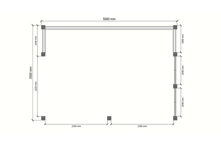 Houten veranda plat dak 500 x 350cm Houten veranda plat dak 500 x 350cm