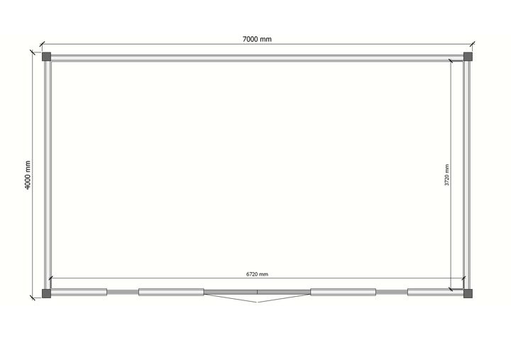 Mancave plat dak geïsoleerd 700 x 400cm