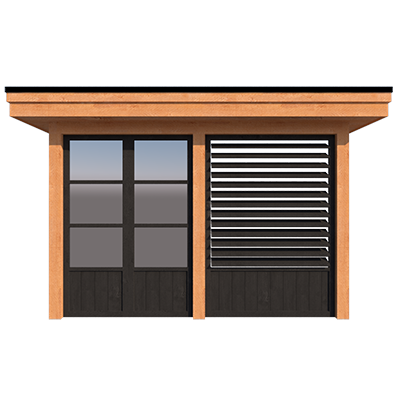 Half zijwand steellook / half zijwand lamellen