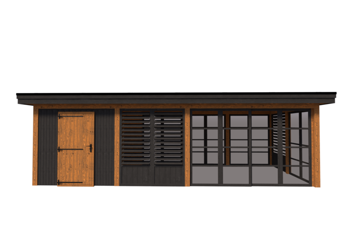 Tuinhuis met veranda 250 x 378 + 561cm Tuinhuis met veranda 250 x 378 + 561cm