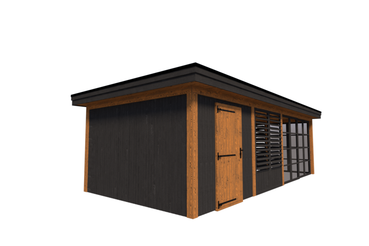 Tuinhuis met veranda 250 x 378 + 561cm met zonnepanelen