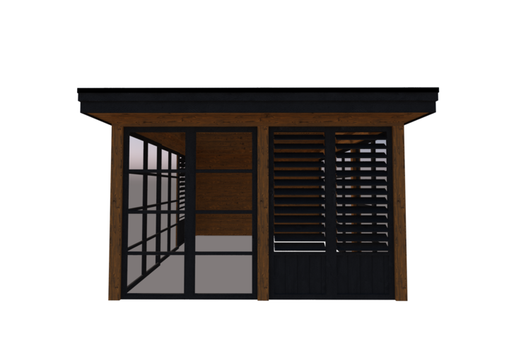 Tuinhuis met veranda 250 x 378 + 561cm met zonnepanelen